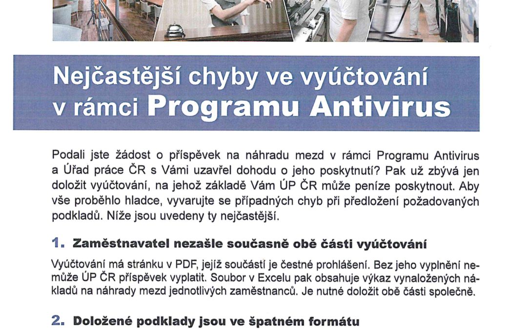 NEJČASTĚJŠÍ CHYBY VE VYÚČTOVÁNÍ V RÁMCI PROGRAMU ANTIVIRUS