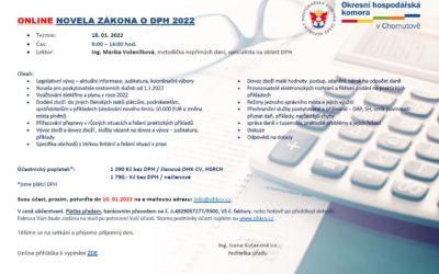 Online seminář NOVELA ZÁKONA O DPH pro rok 2022